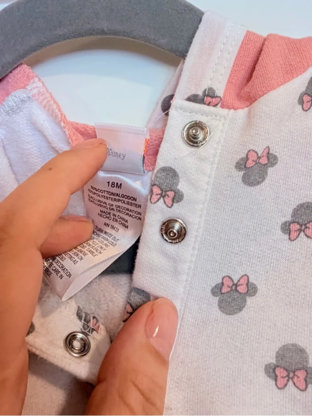 Disney‎ Pink & White Minnie Mouse Hooded Footie